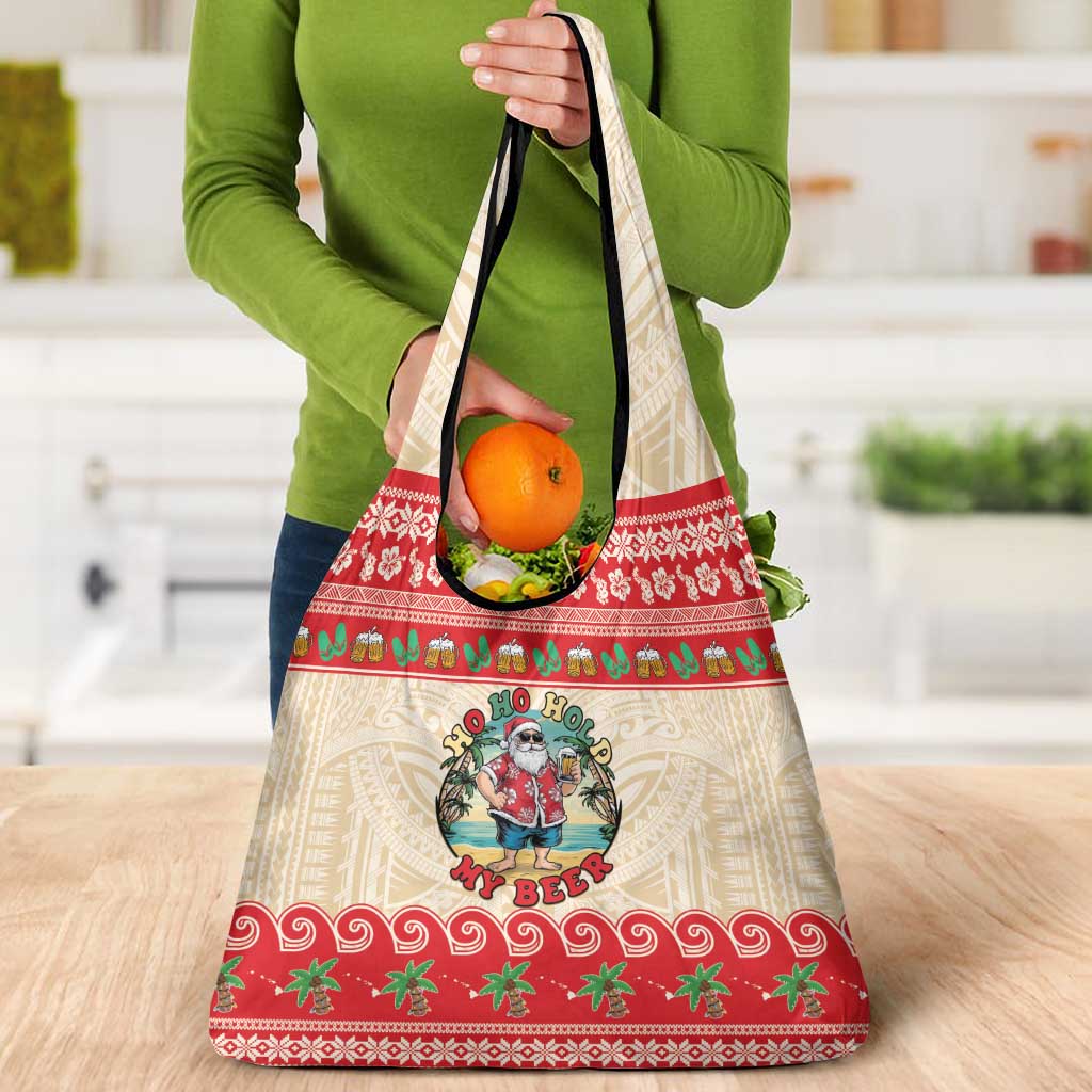 Mele Kalikimaka Hawaii Grocery Bag Funny Beer-Loving Santa Hawaiian Tropical - Polynesian Pride