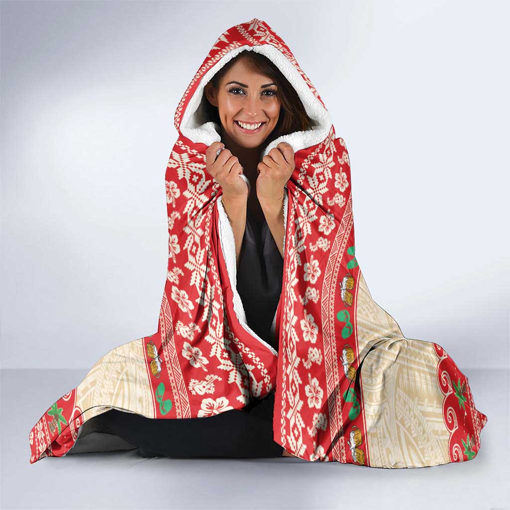 Mele Kalikimaka Hawaii Hooded Blanket Funny Beer-Loving Santa Hawaiian Tropical LT14 - Polynesian Pride