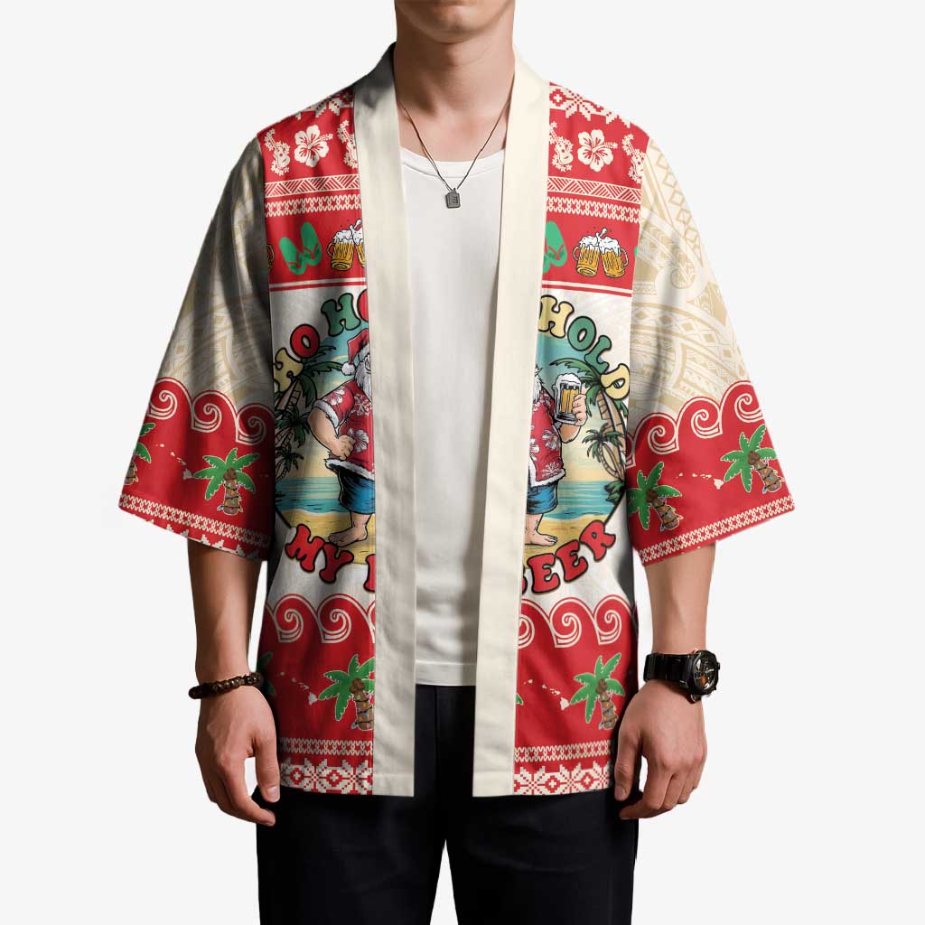 Mele Kalikimaka Hawaii Kimono Funny Beer-Loving Santa Hawaiian Tropical - Polynesian Pride