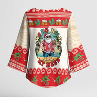 Mele Kalikimaka Hawaii Kimono Sleeve Blouse Funny Beer-Loving Santa Hawaiian Tropical LT14 - Polynesian Pride