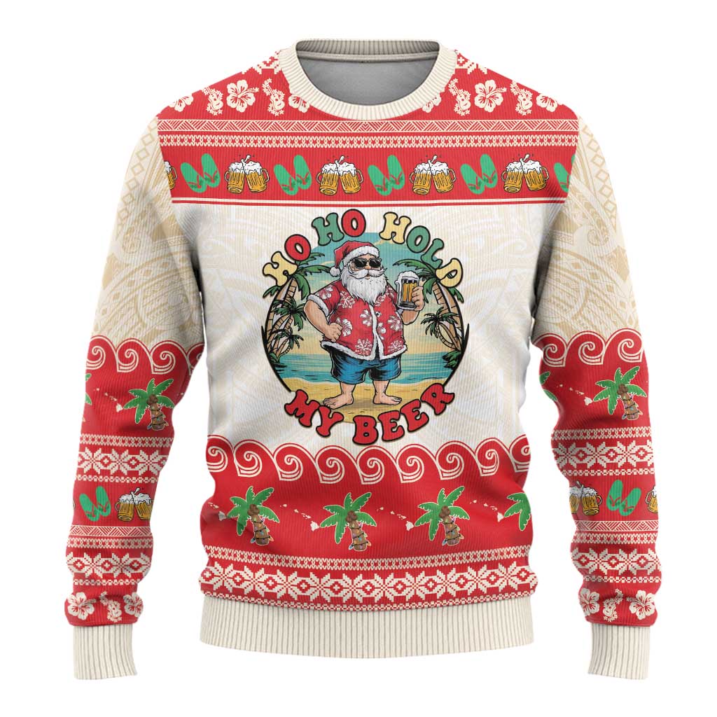 Mele Kalikimaka Hawaii Ugly Christmas Sweater Funny Beer-Loving Santa Hawaiian Tropical - Polynesian Pride