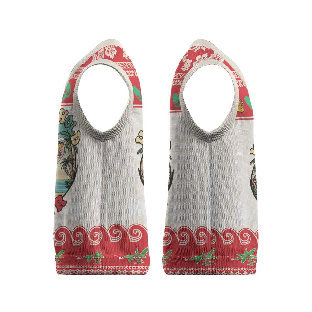 Mele Kalikimaka Hawaii Christmas Knitted V-Neck Vest Funny Beer-Loving Santa Hawaiian Tropical - Polynesian Pride