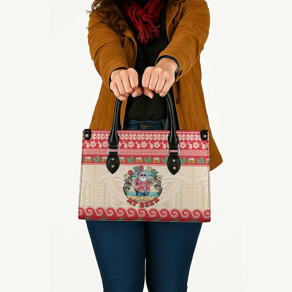 Mele Kalikimaka Hawaii Leather Bag Funny Beer-Loving Santa Hawaiian Tropical LT14 - Polynesian Pride