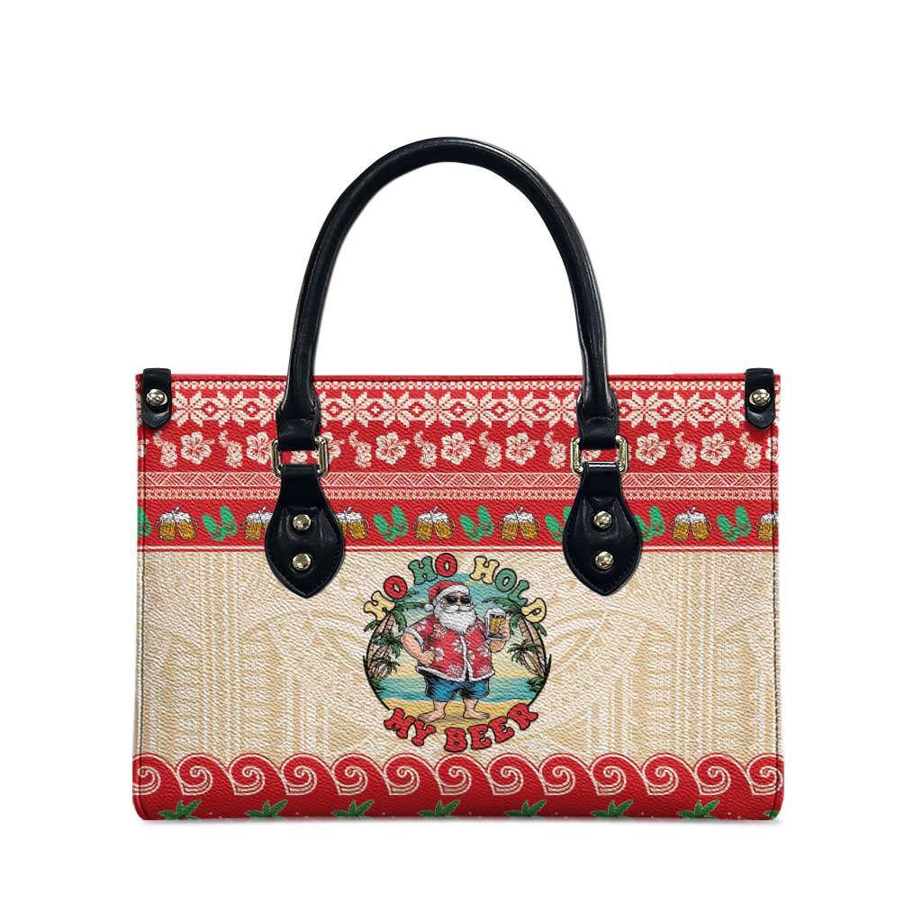 Mele Kalikimaka Hawaii Leather Bag Funny Beer-Loving Santa Hawaiian Tropical LT14 - Polynesian Pride