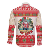Mele Kalikimaka Hawaii Long Sleeve Button Shirt Funny Beer-Loving Santa Hawaiian Tropical LT14 - Polynesian Pride