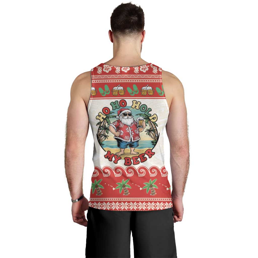 Mele Kalikimaka Hawaii Men Tank Top Funny Beer-Loving Santa Hawaiian Tropical LT14 - Polynesian Pride