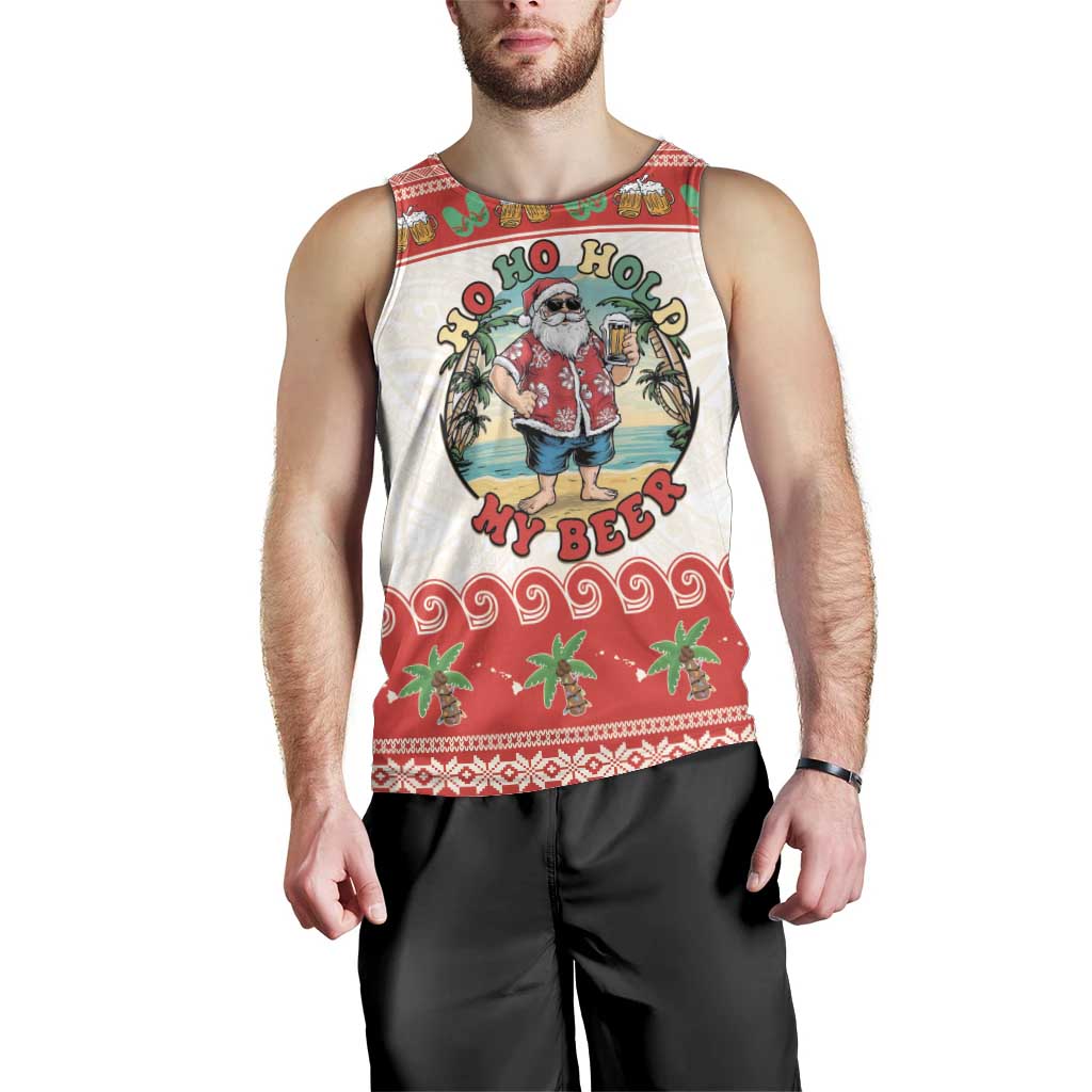 Mele Kalikimaka Hawaii Men Tank Top Funny Beer-Loving Santa Hawaiian Tropical LT14 - Polynesian Pride