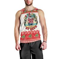 Mele Kalikimaka Hawaii Men Tank Top Funny Beer-Loving Santa Hawaiian Tropical LT14 - Polynesian Pride