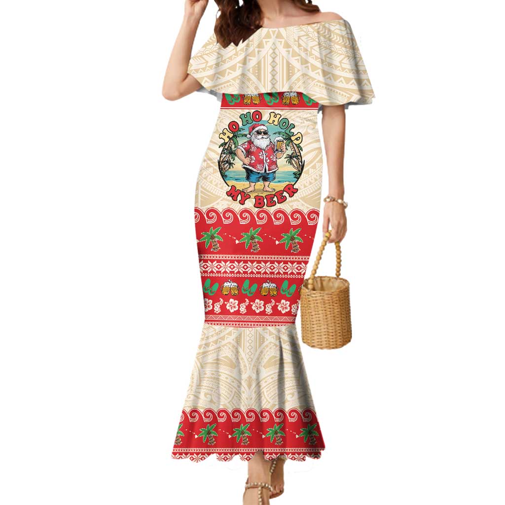 Mele Kalikimaka Hawaii Mermaid Dress Funny Beer-Loving Santa Hawaiian Tropical - Polynesian Pride