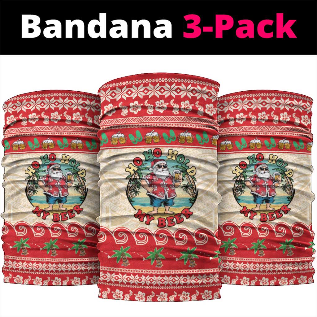 Mele Kalikimaka Hawaii Neck Gaiter Funny Beer-Loving Santa Hawaiian Tropical LT14 package One Size: 25*50cm Red - Polynesian Pride