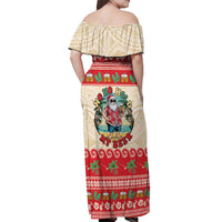 Mele Kalikimaka Hawaii Off Shoulder Maxi Dress Funny Beer-Loving Santa Hawaiian Tropical - Polynesian Pride