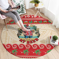 Mele Kalikimaka Hawaii Round Carpet Funny Beer-Loving Santa Hawaiian Tropical - Polynesian Pride