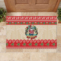 Mele Kalikimaka Hawaii Rubber Doormat Funny Beer-Loving Santa Hawaiian Tropical LT14 Red - Polynesian Pride