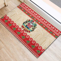 Mele Kalikimaka Hawaii Rubber Doormat Funny Beer-Loving Santa Hawaiian Tropical LT14 - Polynesian Pride