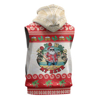 Mele Kalikimaka Hawaii Sleeveless Hoodie Funny Beer-Loving Santa Hawaiian Tropical LT14 - Polynesian Pride