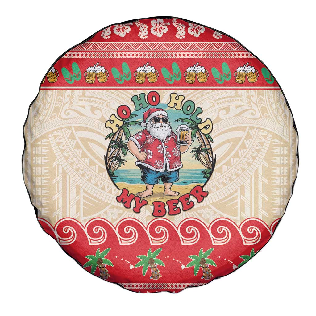 Mele Kalikimaka Hawaii Spare Tire Cover Funny Beer-Loving Santa Hawaiian Tropical - Polynesian Pride