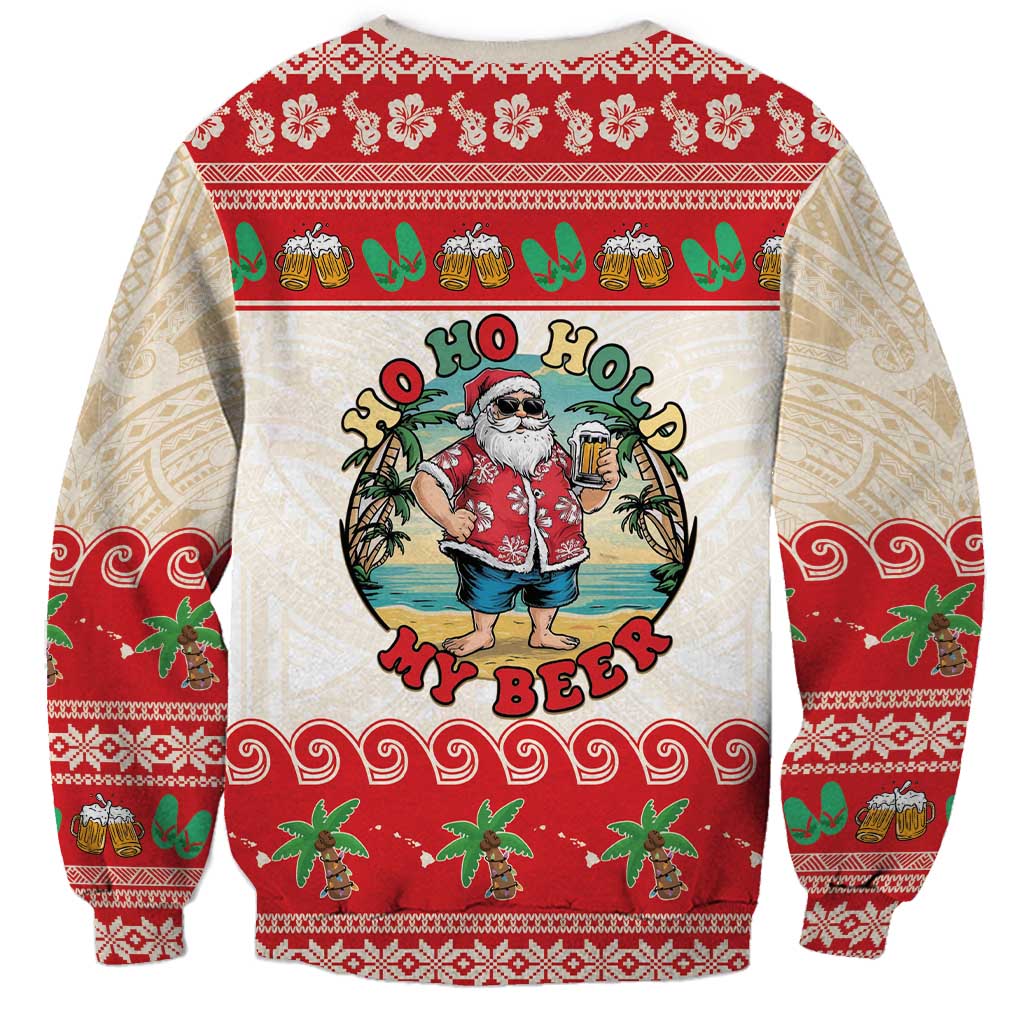 Mele Kalikimaka Hawaii Sweatshirt Funny Beer-Loving Santa Hawaiian Tropical LT14 - Polynesian Pride