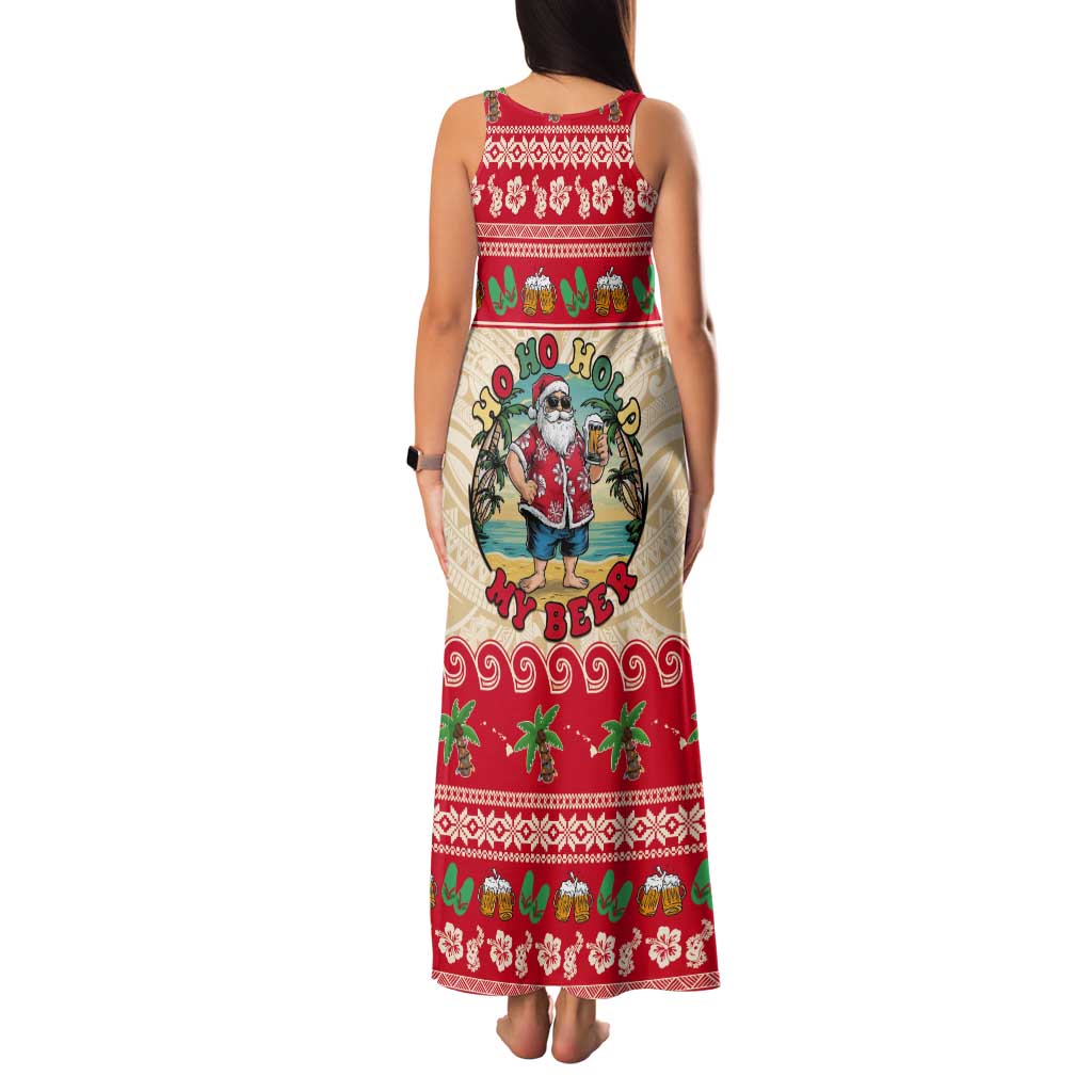 Mele Kalikimaka Hawaii Tank Maxi Dress Funny Beer-Loving Santa Hawaiian Tropical - Polynesian Pride