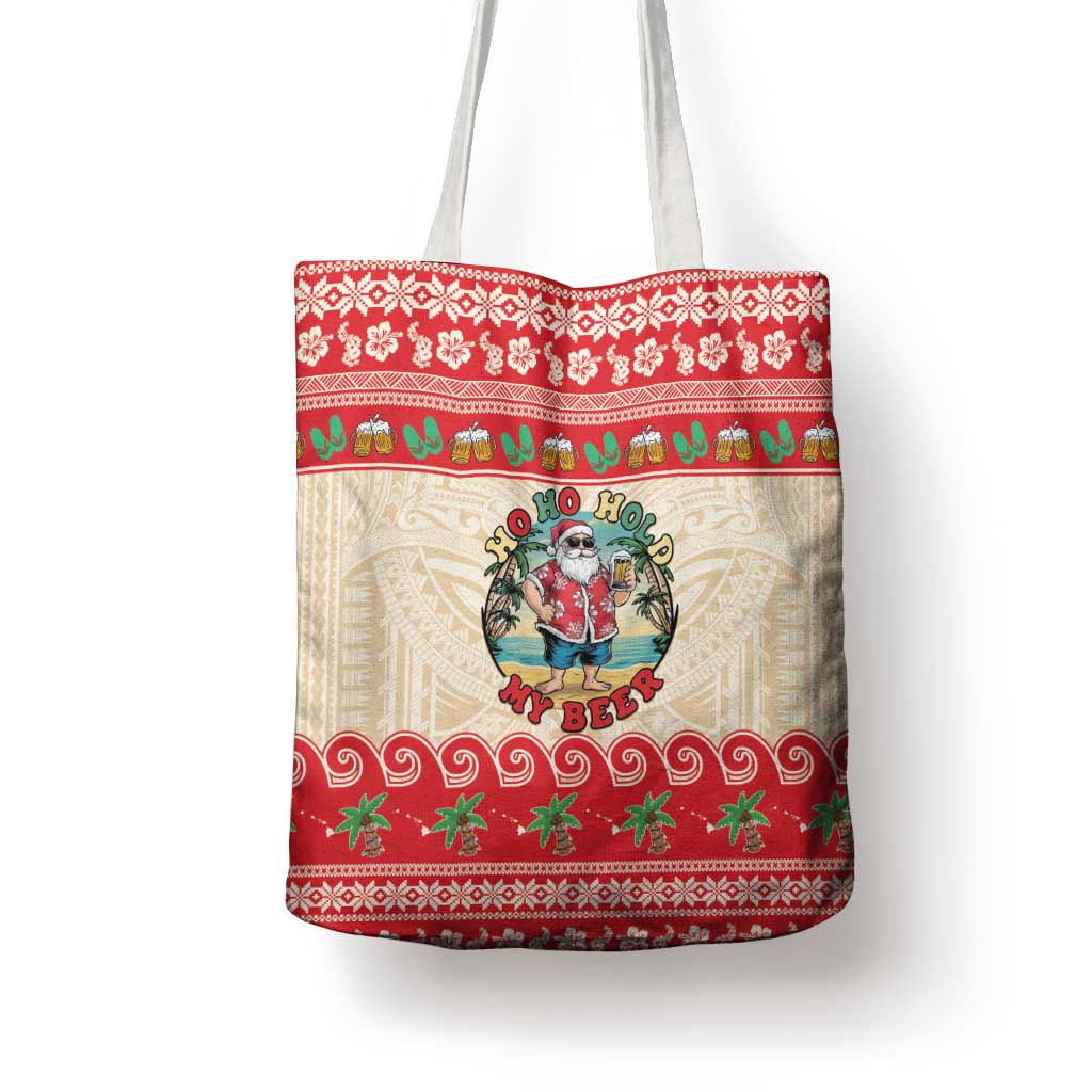 Mele Kalikimaka Hawaii Tote Bag Funny Beer-Loving Santa Hawaiian Tropical - Polynesian Pride