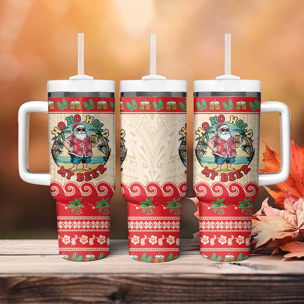 Mele Kalikimaka Hawaii Tumbler With Handle Funny Beer-Loving Santa Hawaiian Tropical - Polynesian Pride