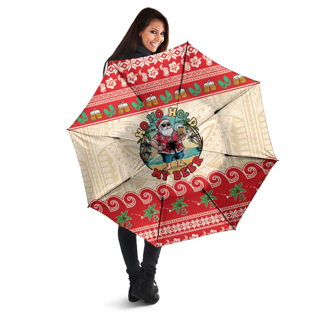 Mele Kalikimaka Hawaii Umbrella Funny Beer-Loving Santa Hawaiian Tropical LT14 - Polynesian Pride