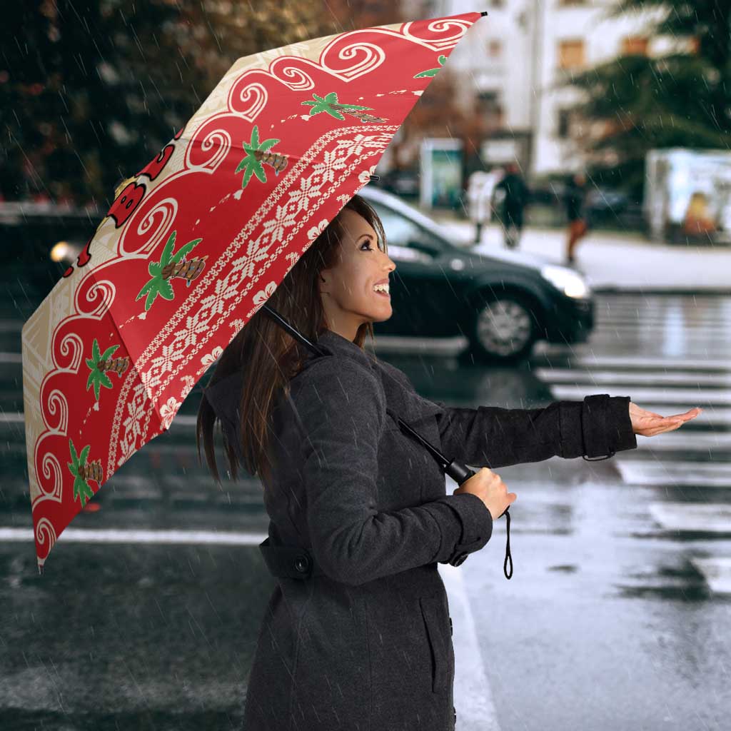 Mele Kalikimaka Hawaii Umbrella Funny Beer-Loving Santa Hawaiian Tropical LT14 - Polynesian Pride