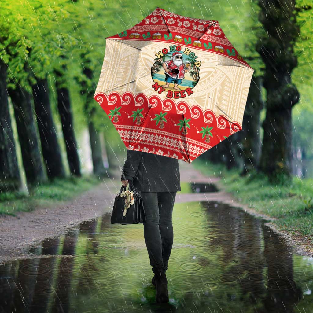 Mele Kalikimaka Hawaii Umbrella Funny Beer-Loving Santa Hawaiian Tropical LT14 - Polynesian Pride