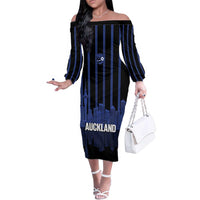 New Zealand Auckland Football Custom Family Matching Off The Shoulder Long Sleeve Dress and Hawaiian Shirt Go City of Sails Est 2025