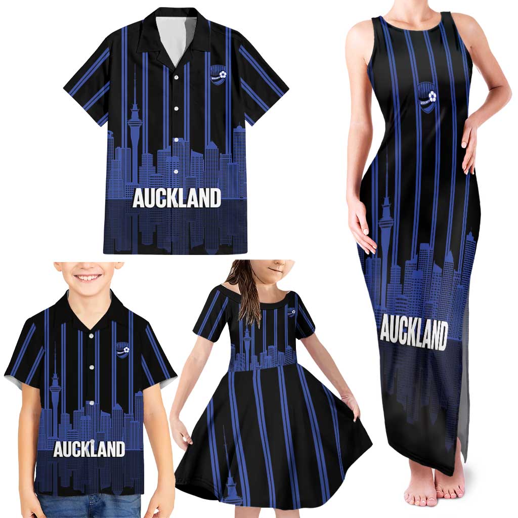 New Zealand Auckland Football Custom Family Matching Tank Maxi Dress and Hawaiian Shirt Go City of Sails Est 2025