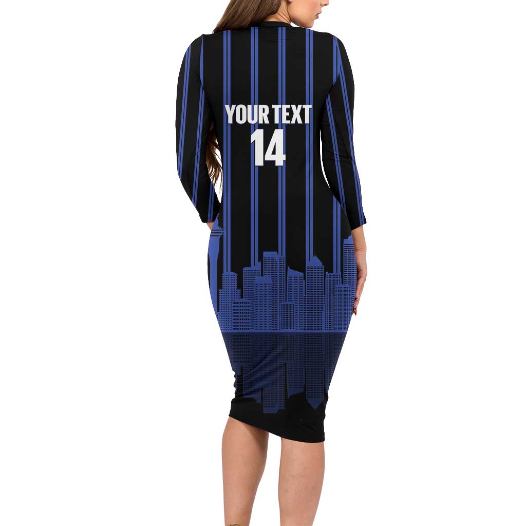New Zealand Auckland Football Custom Long Sleeve Bodycon Dress Go City of Sails Est 2025
