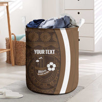 Bula Fiji Football Custom Laundry Basket One Vanua One Team Tapa Pattern LT14 Brown - Polynesian Pride