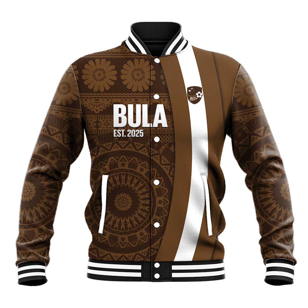 Bula Fiji Football Custom Baseball Jacket One Vanua One Team Tapa Pattern LT14 Unisex Brown - Polynesian Pride
