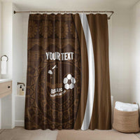 Bula Fiji Football Custom Bathroom Set One Vanua One Team Tapa Pattern LT14 Shower Curtain Only Brown - Polynesian Pride