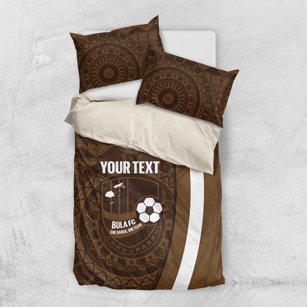 Bula Fiji Football Custom Bedding Set One Vanua One Team Tapa Pattern LT14 US Twin 172cm x 218cm Brown - Polynesian Pride