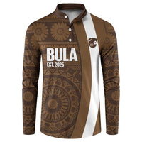 Bula Fiji Football Custom Button Sweatshirt One Vanua One Team Tapa Pattern LT14 Brown - Polynesian Pride