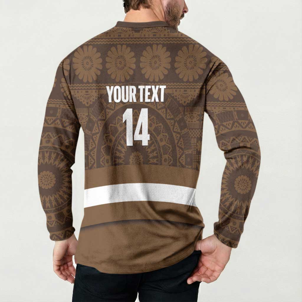 Bula Fiji Football Custom Button Sweatshirt One Vanua One Team Tapa Pattern LT14 - Polynesian Pride