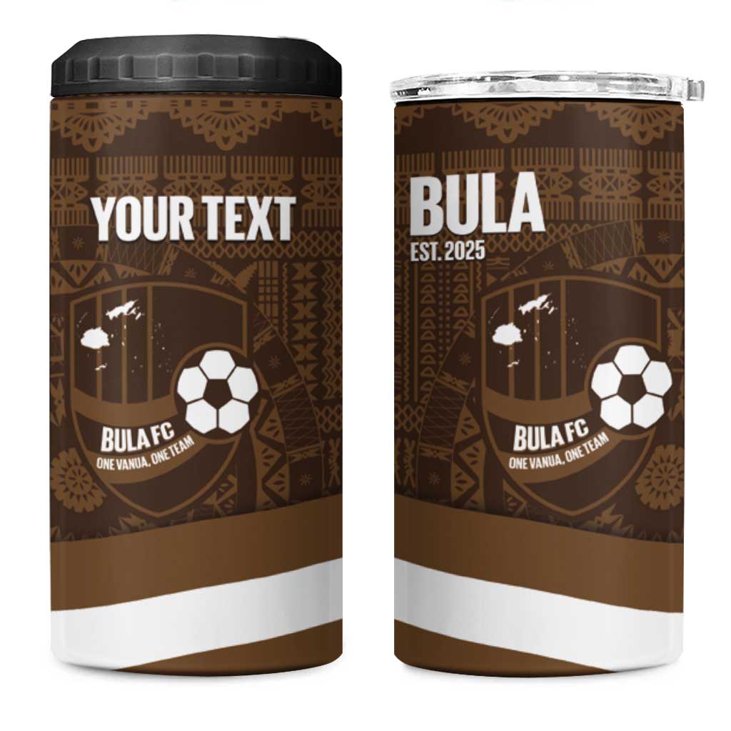 Bula Fiji Football Custom 4 in 1 Can Cooler Tumbler One Vanua One Team Tapa Pattern LT14 One Size: 16 oz Brown - Polynesian Pride