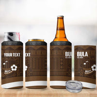Bula Fiji Football Custom 4 in 1 Can Cooler Tumbler One Vanua One Team Tapa Pattern LT14 - Polynesian Pride