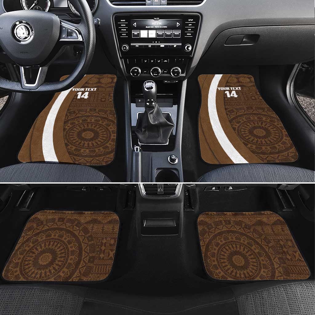Bula Fiji Football Custom Car Mats One Vanua One Team Tapa Pattern LT14 Set 4pcs Brown - Polynesian Pride
