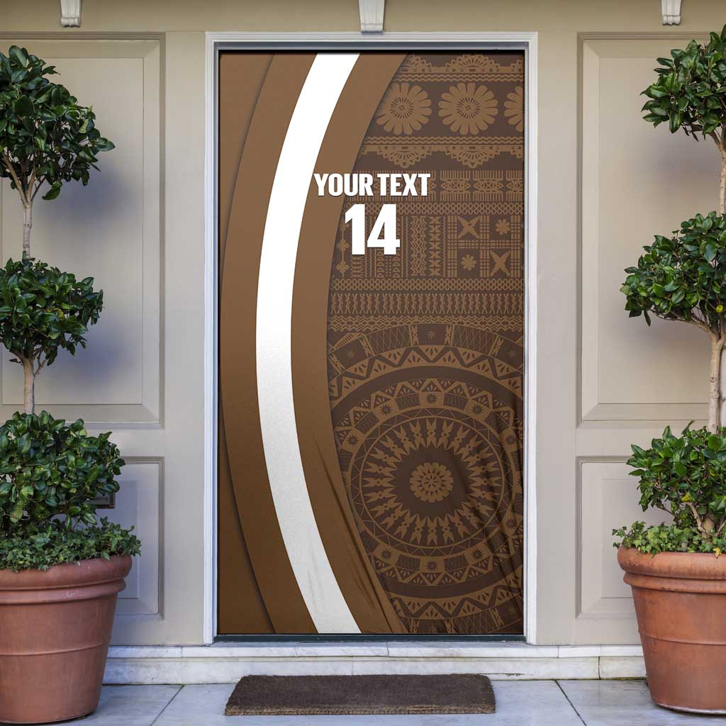 Bula Fiji Football Custom Door Cover One Vanua One Team Tapa Pattern LT14 Brown - Polynesian Pride