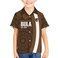 Bula Fiji Football Custom Family Matching Off Shoulder Short Dress and Hawaiian Shirt One Vanua One Team Tapa Pattern