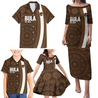 Bula Fiji Football Custom Family Matching Puletasi and Hawaiian Shirt One Vanua One Team Tapa Pattern