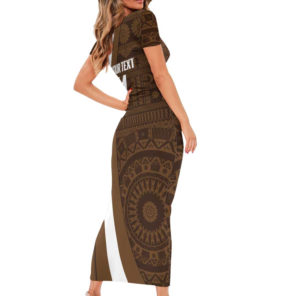 Bula Fiji Football Custom Family Matching Short Sleeve Bodycon Dress and Hawaiian Shirt One Vanua One Team Tapa Pattern