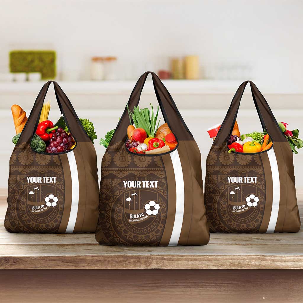 Bula Fiji Football Custom Grocery Bag One Vanua One Team Tapa Pattern LT14 3-pack One Size Brown - Polynesian Pride