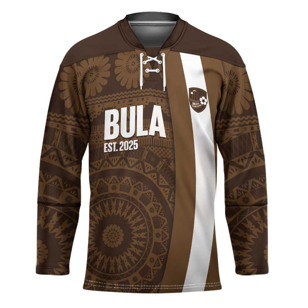Bula Fiji Football Custom Hockey Jersey One Vanua One Team Tapa Pattern LT14 Unisex Brown - Polynesian Pride