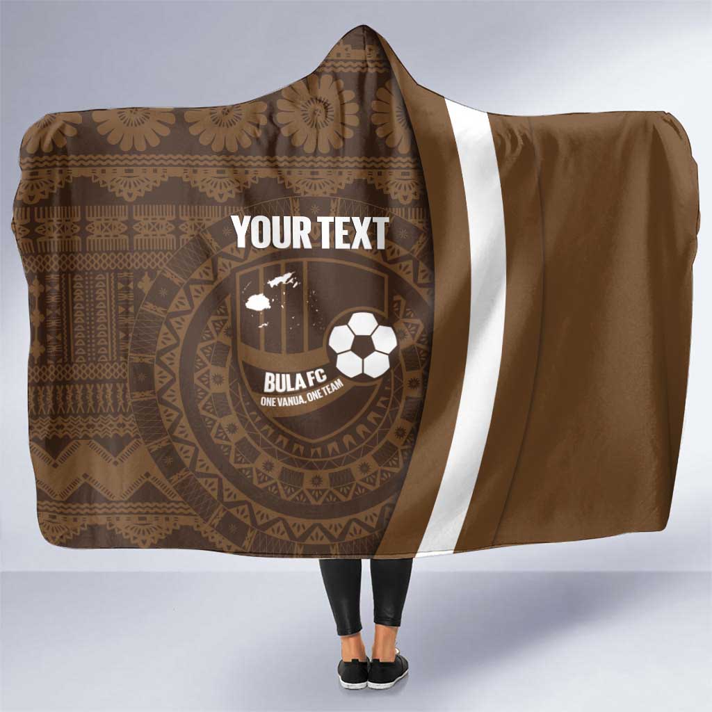 Bula Fiji Football Custom Hooded Blanket One Vanua One Team Tapa Pattern LT14 One Size Brown - Polynesian Pride