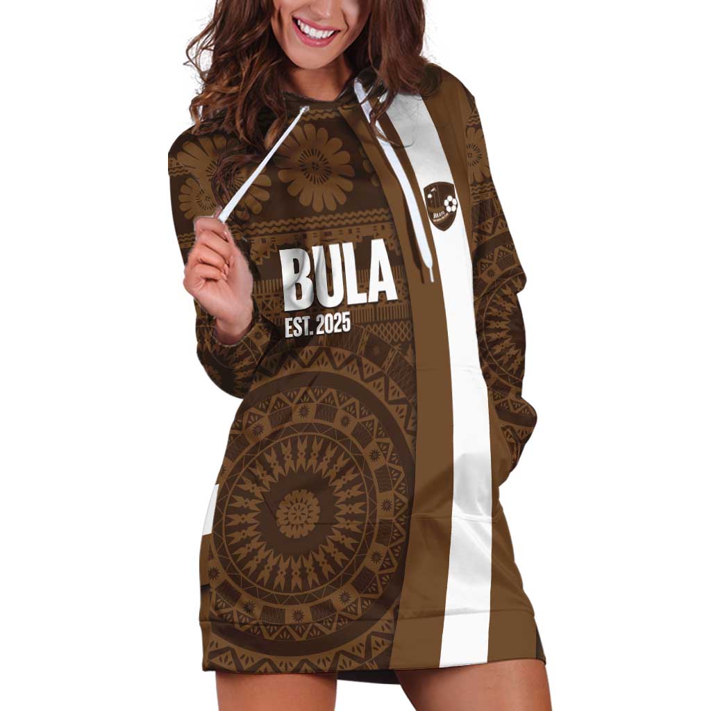 Bula Fiji Football Custom Hoodie Dress One Vanua One Team Tapa Pattern LT14 Brown - Polynesian Pride