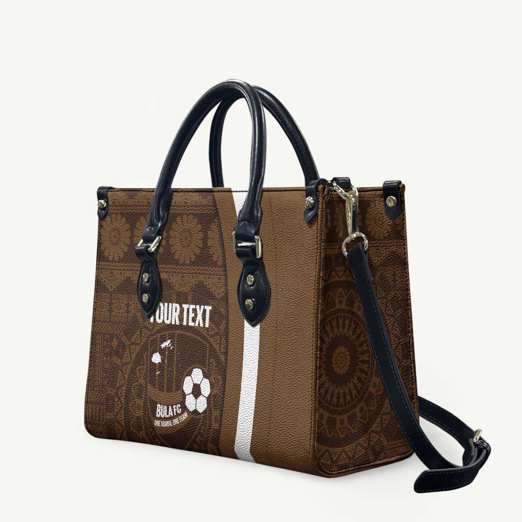 Bula Fiji Football Custom Leather Bag One Vanua One Team Tapa Pattern