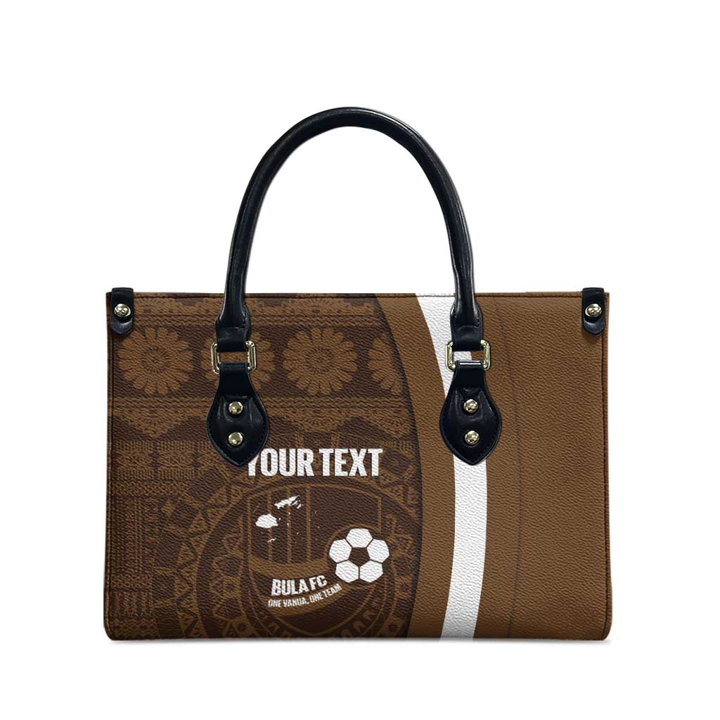Bula Fiji Football Custom Leather Bag One Vanua One Team Tapa Pattern
