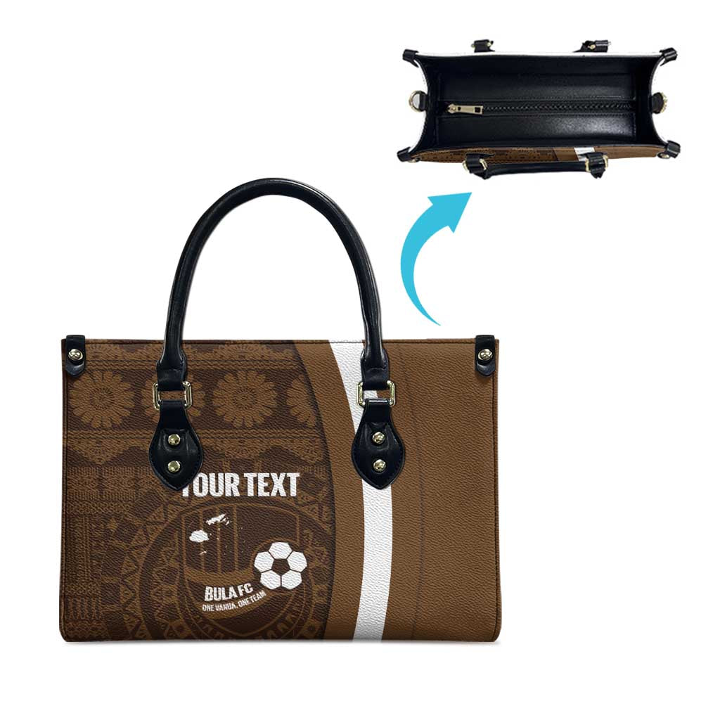 Bula Fiji Football Custom Leather Bag One Vanua One Team Tapa Pattern